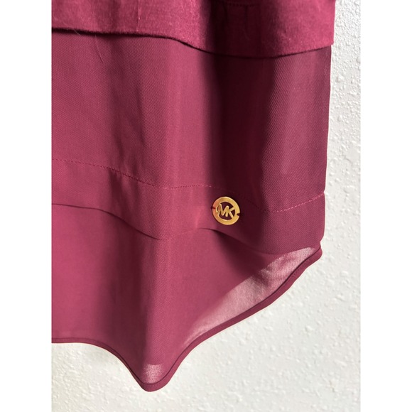 Michael Kors Tank Top Womens M Maroon Sleeveless‎ Chiffon Trim Layered Casual - Picture 2 of 5